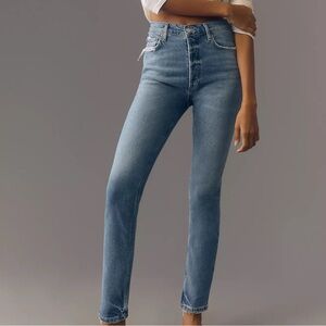 Anthropologie Agolde Nico High Rise Slim Straight Distressed Ankle Jeans Sz 32